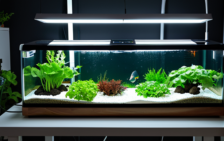 **

"A thriving aquaponics setup in a modern Polish home. Lush green lettuce and herbs grow in a Nutrient Film Technique (NFT) system, while a tank of Tilapia swim below. The system is well-lit with grow lights, and the overall scene conveys freshness and sustainable living. Fully clothed, appropriate content, safe for work, perfect anatomy, natural proportions, professional, family-friendly, modest, showcasing healthy plants and fish."

**